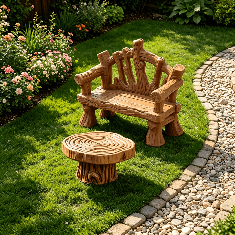 Crafting Resin - 2pcs Miniature Stump Table And Chair