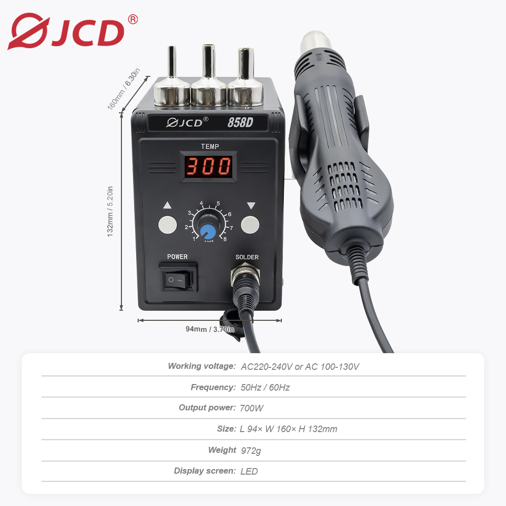 JCD Hot Air Gun 858D BGA Rewor - огляд і ціна Heat Gun Small