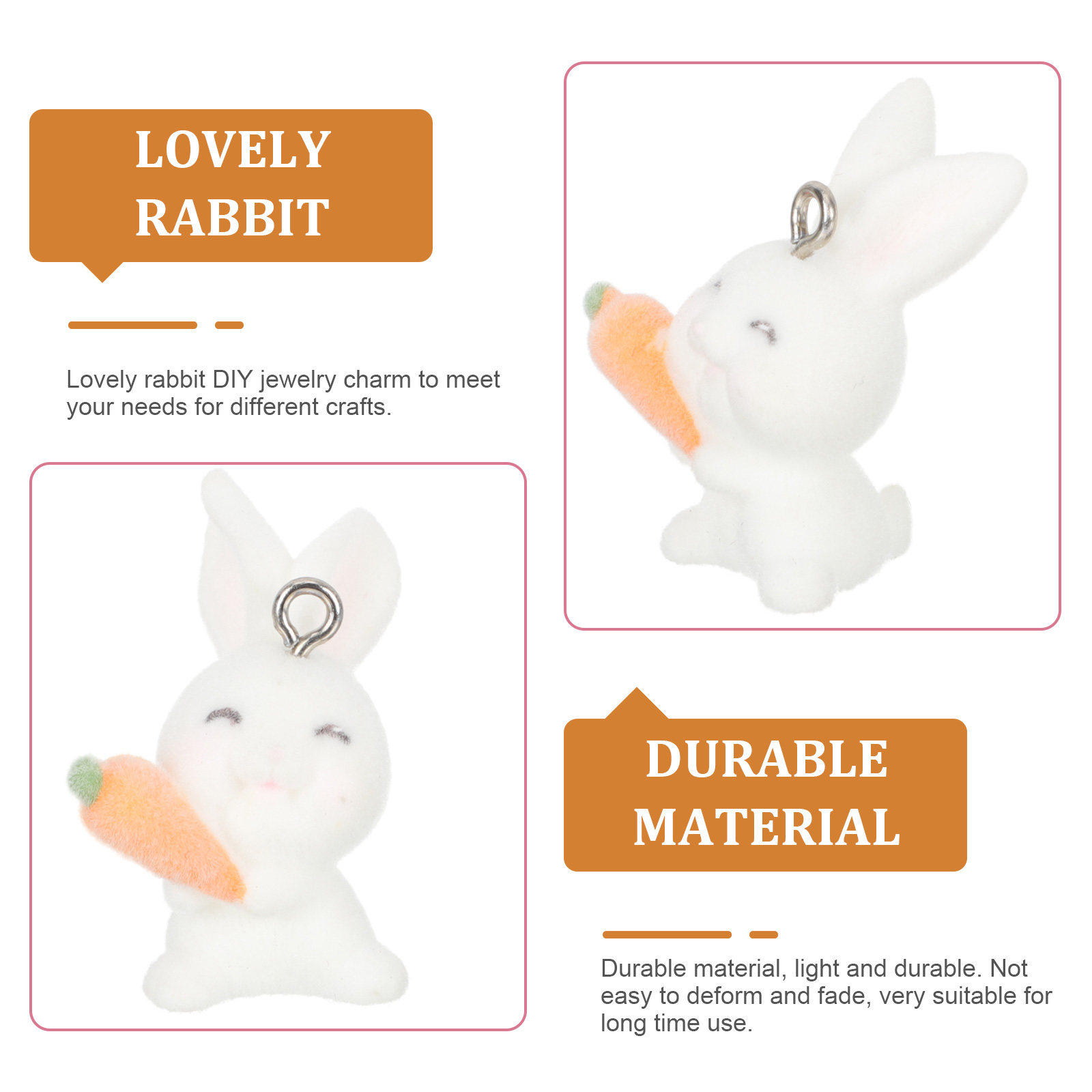 10Pcs Resin Rabbit Charm Penda - огляд і ціна Resin Crafts Diy